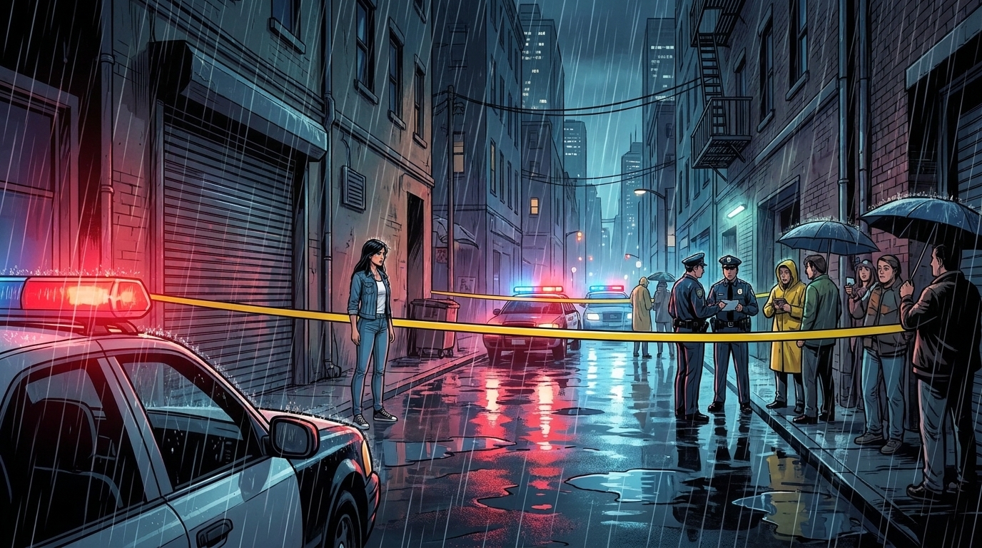 rainy alley crime scene