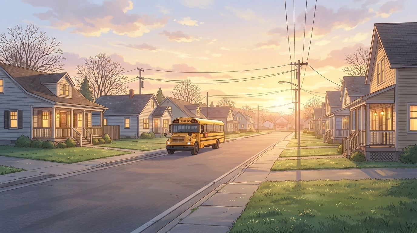 American town dawn