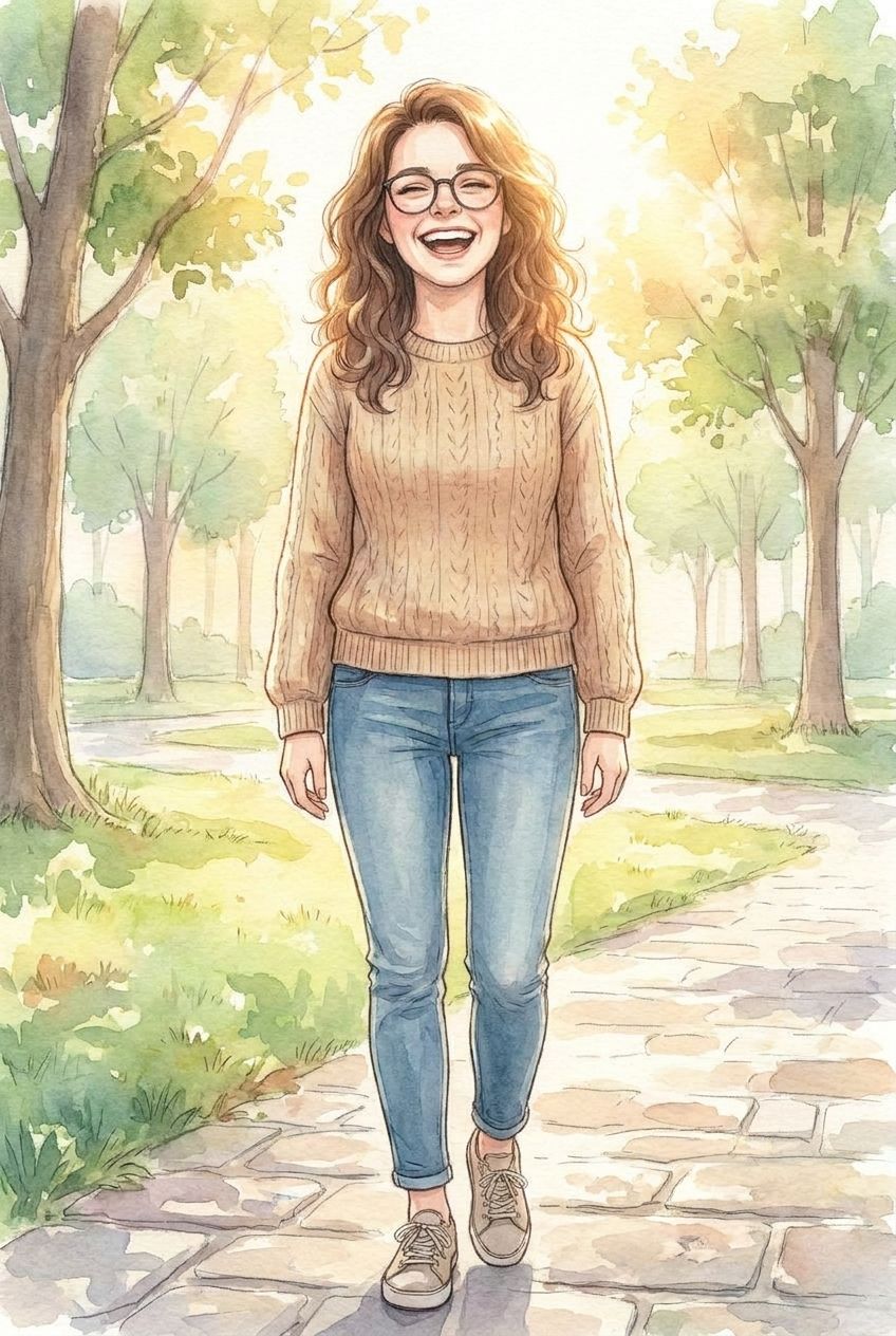 Neda smiling brightly